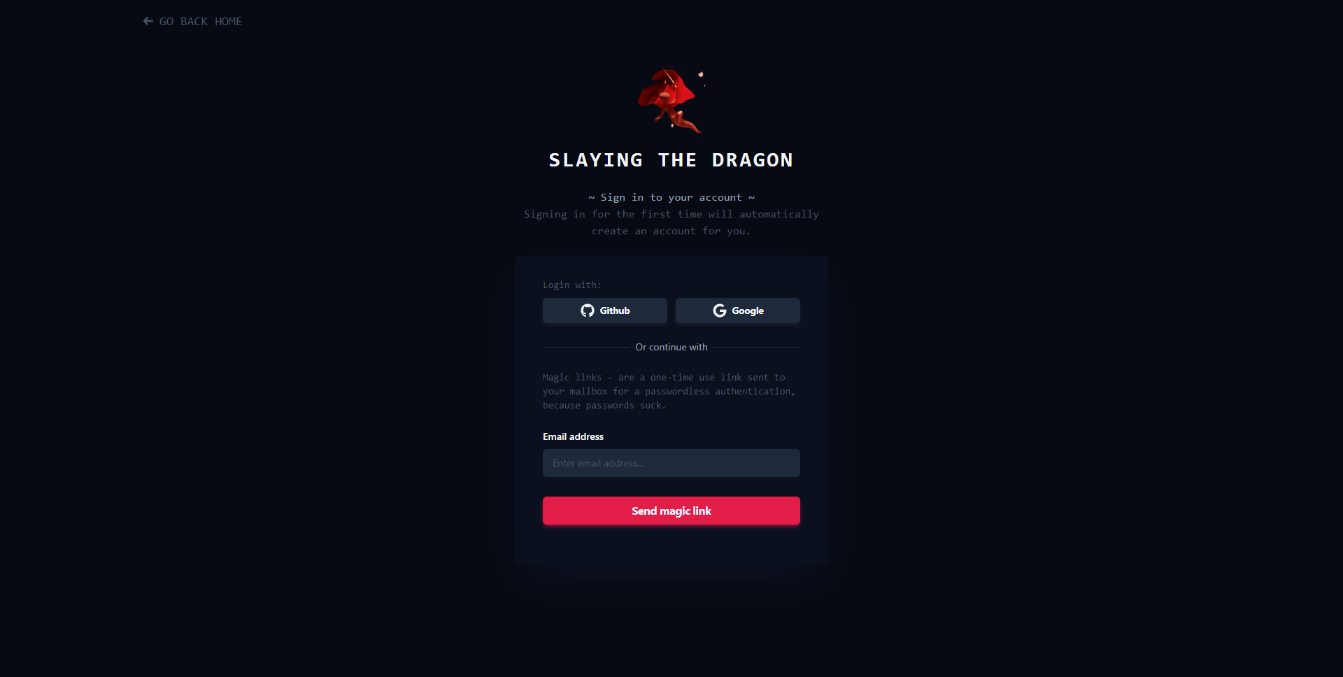 Slaying The
Dragon sign-in